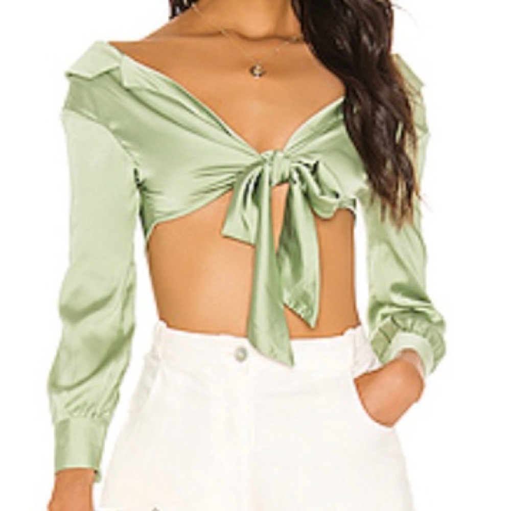 Revolve Superdown Off the Shoulder Top in Sage
